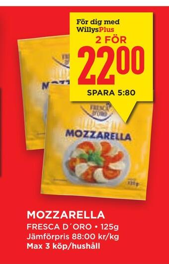 Willys Hemma Mozzarella erbjuda