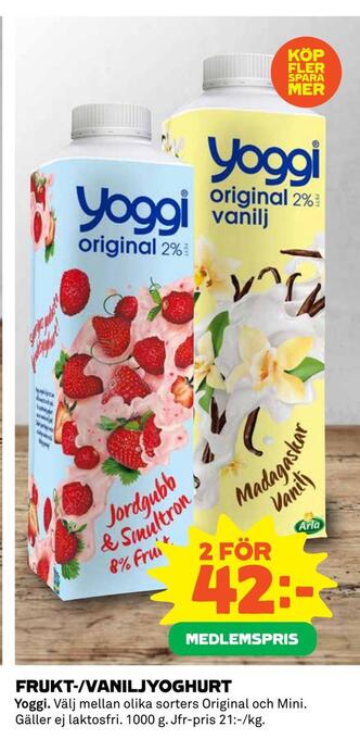 Coop Frukt-/vaniljyoghurt erbjuda