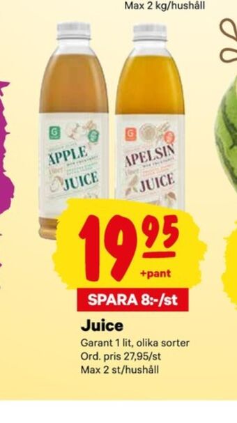City Gross Garant juice erbjuda