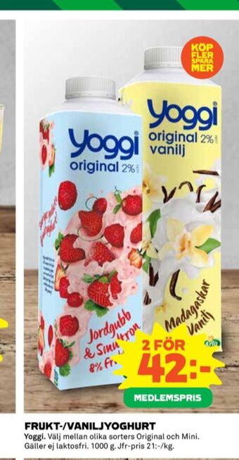 Coop Yoggi yoghurt erbjuda