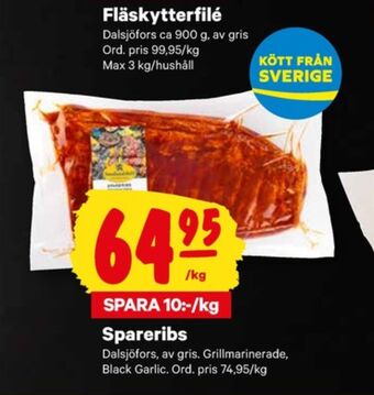 City Gross Dalsjöfors spareribs erbjuda