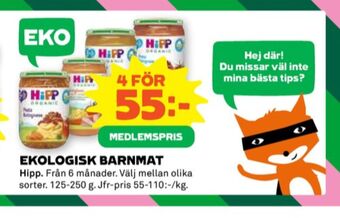 Coop Hipp barnmat erbjuda