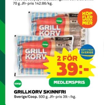 Coop Coop grillkorv erbjuda