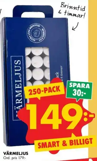 ÖoB Värmeljus 250-pack erbjuda