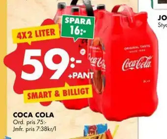 ÖoB Coca Cola 4x2 liter erbjuda