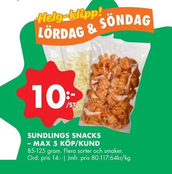 ÖoB Sundlings snacks erbjuda