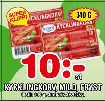 Nya Pulsen Kycklingkorv, mild, fryst erbjuda