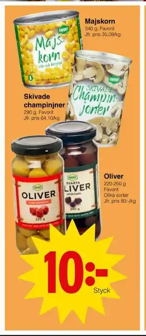 Matöppet Favorit Majs erbjuda