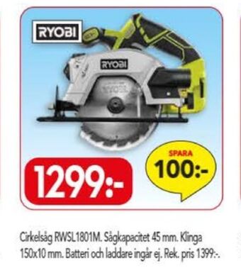 Bo Ohlsson Ryobi cirkelsåg erbjuda