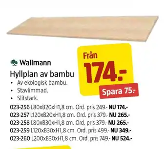 Hyllplan av bambu
