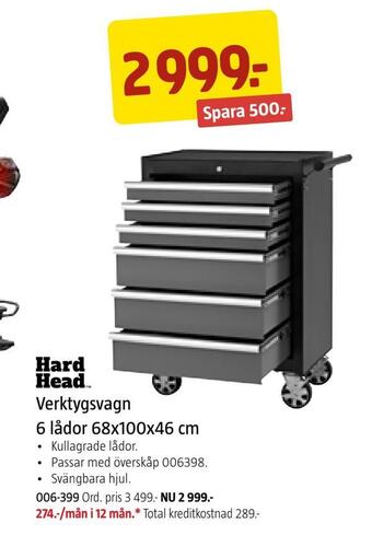 Jula Verktygsvagn 6 lådor 68x100x46 cm erbjuda