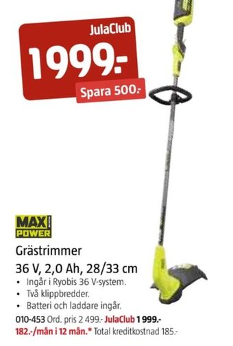 Jula Max power grästrimmer erbjuda