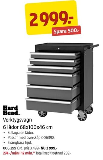 Jula Hard head verktygsvagn erbjuda