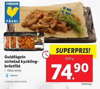 Lidl Guldfågeln strimlad kyckling bröstfilé erbjuda