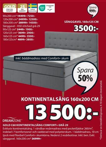 JYSK Gold c60 kontinentalsäng comfort+ grå-29 erbjuda
