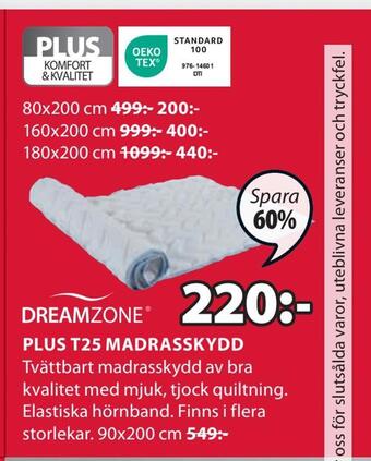 JYSK Plus t25 madrasskydd erbjuda