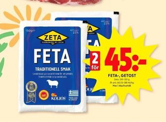 ICA Kvantum Zeta fetaost erbjuda