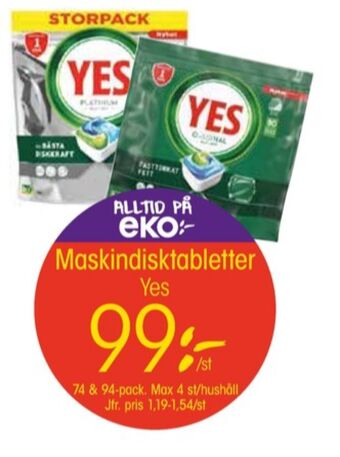 EKO Yes diskmaskintabs erbjuda