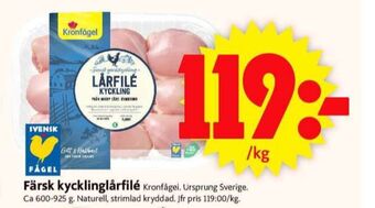 ICA Supermarket Kronfågel kycklinglårfile erbjuda