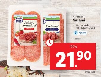 Lidl Alpen fest salami erbjuda