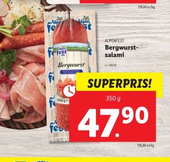 Lidl Alpen fest salami erbjuda