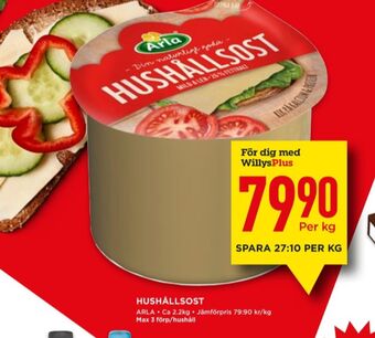 Willys Arla hushållsost erbjuda