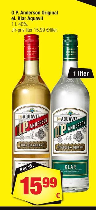 Calle O.p. anderson original el. klar aquavit erbjuda