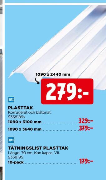Jem&Fix Tätningslist plasttak erbjuda