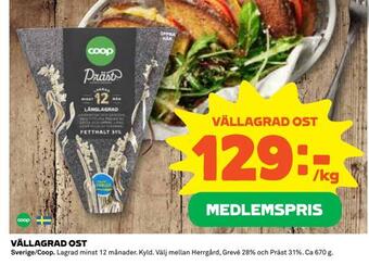 Coop Daglivs Vällagrad ost erbjuda