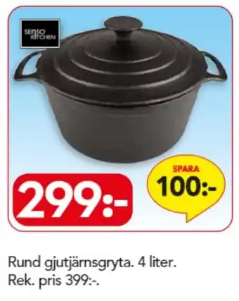 Bo Ohlsson Senso Kitchen Rund gjutjärnsgryta 4 liter erbjuda