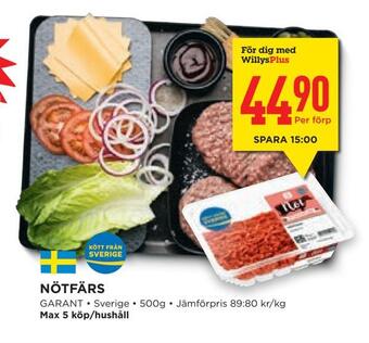 Willys Hemma Nötfärs erbjuda