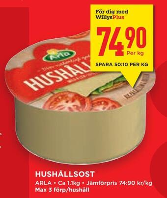 Willys Hemma Hushållsost erbjuda