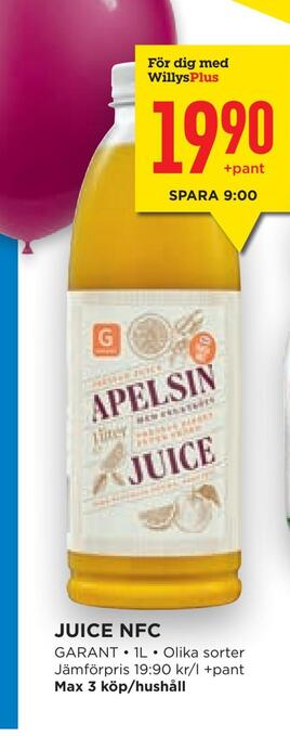 Willys Hemma Juice nfc erbjuda