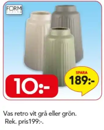Form Living Vas retro vit grå eller grön