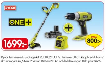 Bo Ohlsson Ryobi Trimmer-/skruvdragarkit RLT1832CD3HS erbjuda