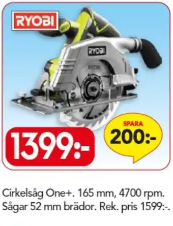 Bo Ohlsson Ryobi Cirkelsåg One+ 165mm, 4700 rpm. erbjuda