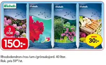 Weibulls Rhododendron-/ros-/urn-/grönsaksjord 40 liter