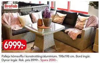 Brafab Palleja hörnsoffa i konstrotting/aluminium 198x198cm
