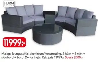 Bo Ohlsson Form Living Malaga loungesoffa 2 hörn + 2 mitt + sidobord + bord erbjuda