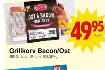 Matöppet Scan ost & bacon grillkorv erbjuda