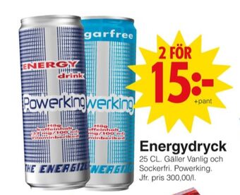 Matöppet Powerking energidryck erbjuda