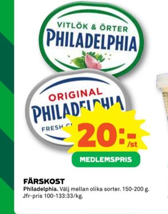 Coop Philadelphia färskost erbjuda