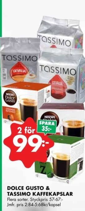ÖoB Tassimo kaffekapslar erbjuda