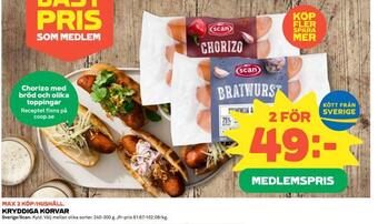 Coop Kryddiga korvar erbjuda