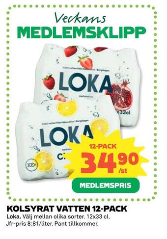 Coop Kolsyrat vatten 12-pack erbjuda