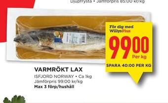 Willys Varmrökt lax erbjuda
