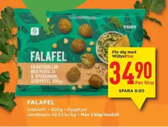 Willys Falafel erbjuda