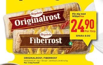Willys Originalrost, fiberrost erbjuda