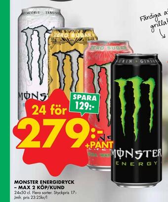 ÖoB Monster energidryck - max 2 köp/kund erbjuda