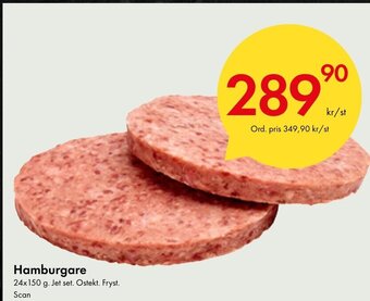 Snabbgross Hamburgare 24x150 g. Jet set. Ostekt. Fryst. Scan erbjuda